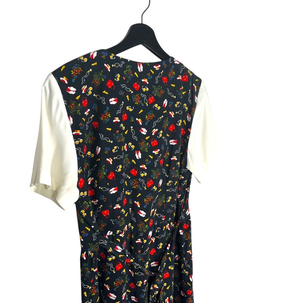 Vintage 90s Black Clothing Accessories Print Button Up Short Sleeve Romper Mediu - Picture 5 of 11